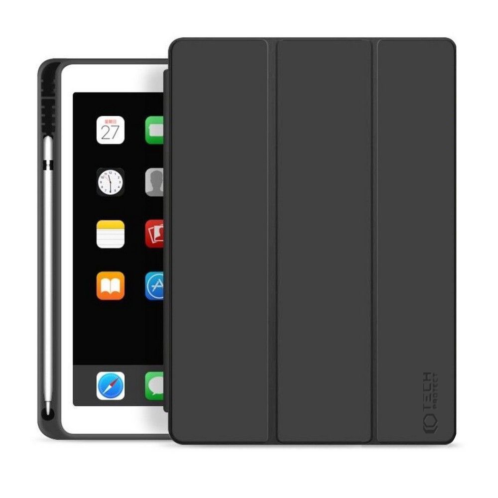 Tech-Protect iPad 10.2" (2019-2021) atverams vāciņš maciņš grāmatiņa SC Pen, melns