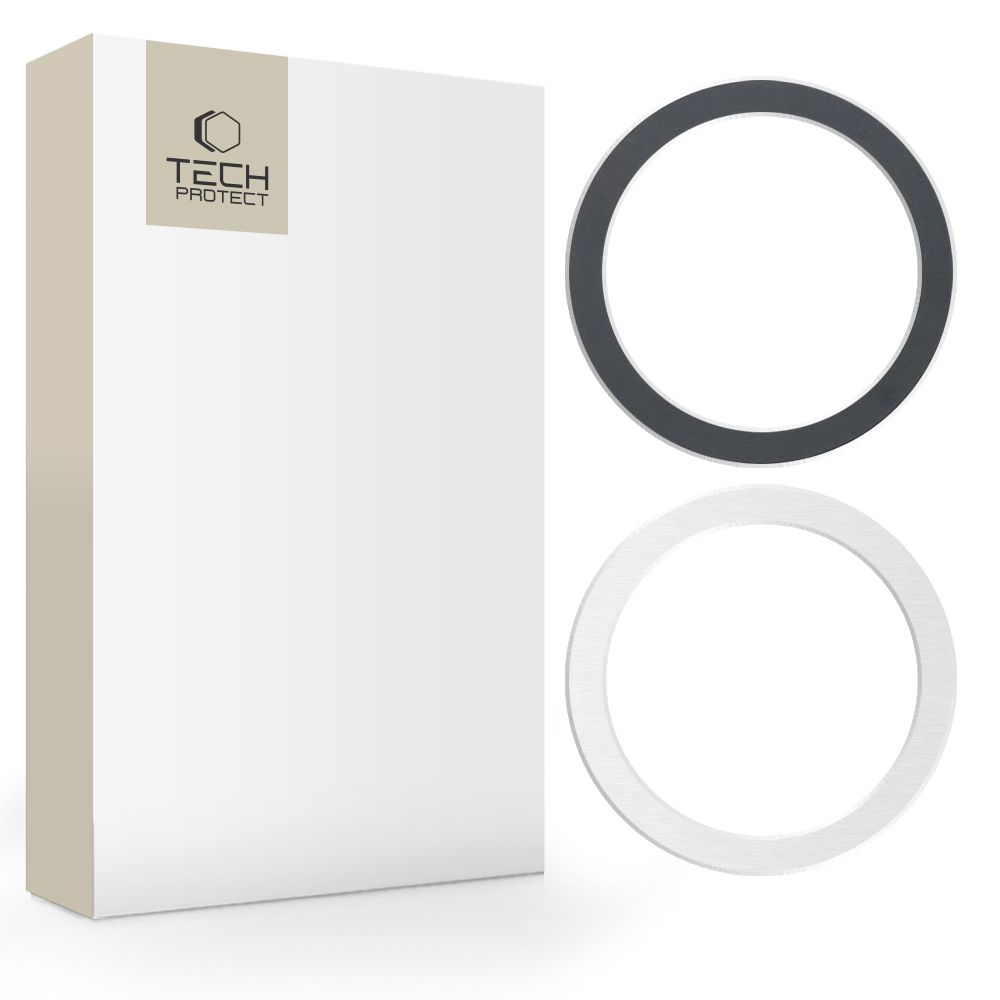 Tech-Protect MagMat universāli MagSafe magnētiskie gredzeni (2 gab.), melns / sudraba