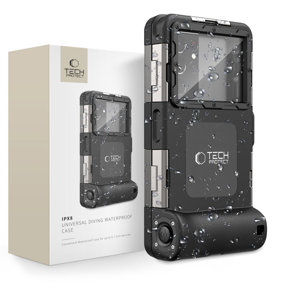 Tech-Protect ūdensizturīgs vāciņš viedtālruņiem 4.7-6.7", IPX8, melns