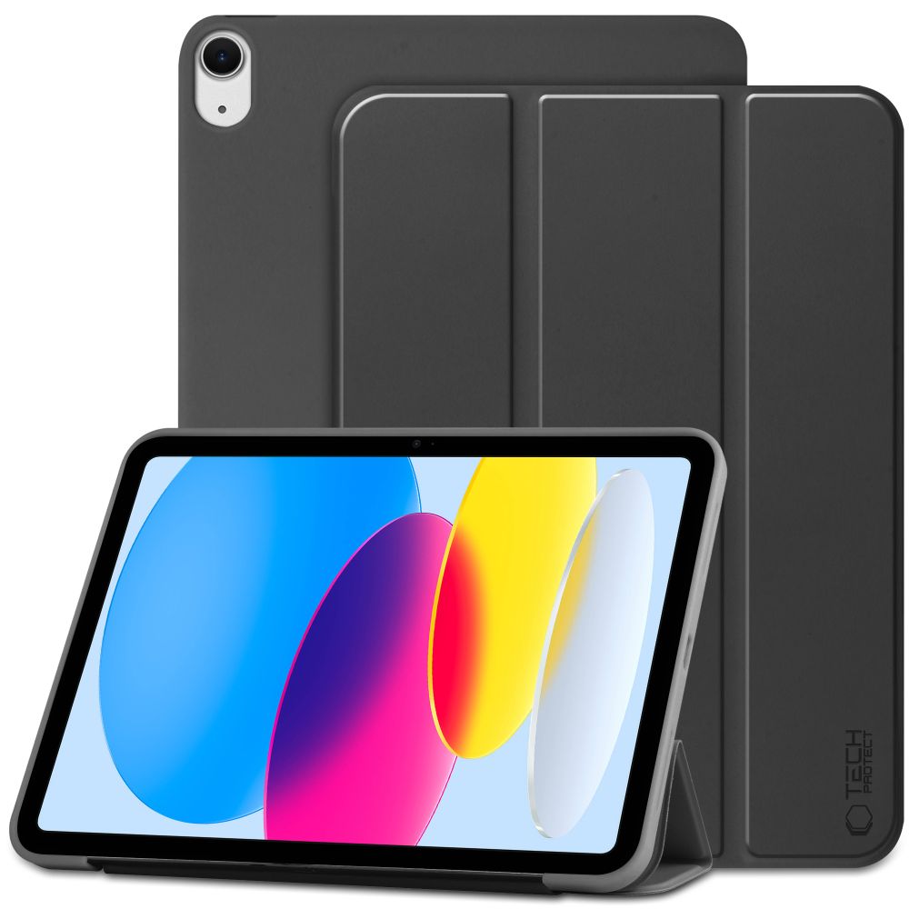 Tech-Protect iPad 10.9" 2022 atverams vāciņš maciņš grāmatiņa SmartCase, melns