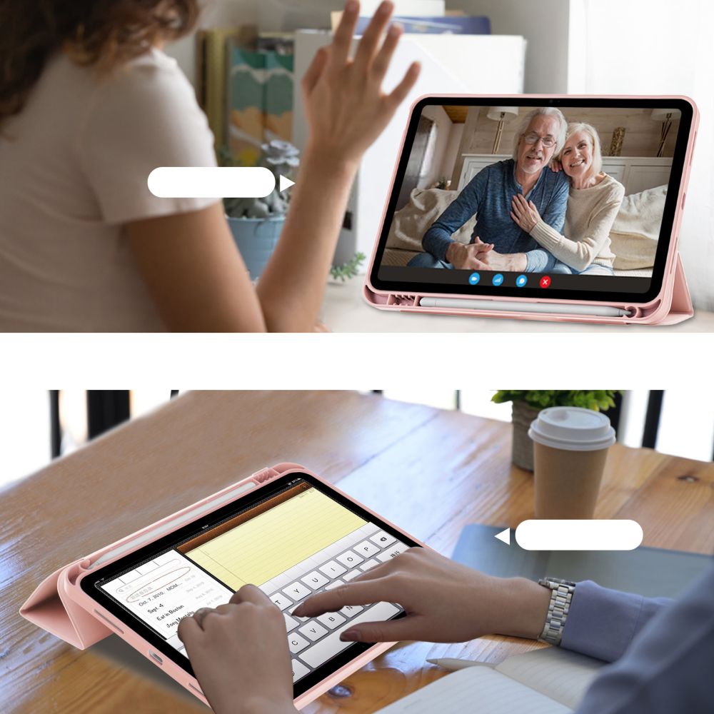 Tech-Protect iPad 10.9\" 2022 atverams vāciņš maciņš grāmatiņa SC Pen, rozā