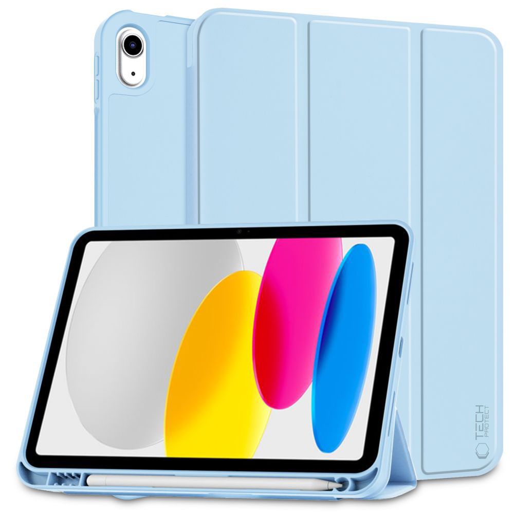 Tech-Protect iPad 10.9" 2022 atverams vāciņš maciņš grāmatiņa SC Pen, gaiši zils