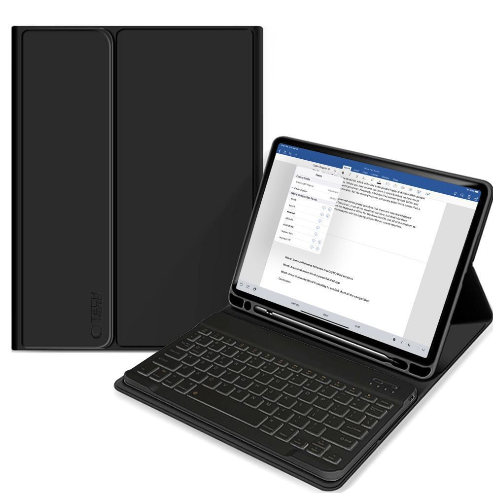 Tech-Protect SC Pen + Keyboard iPad 10.9" 2022 atverams vāciņš maciņš grāmatiņa ar tastatūru, melns