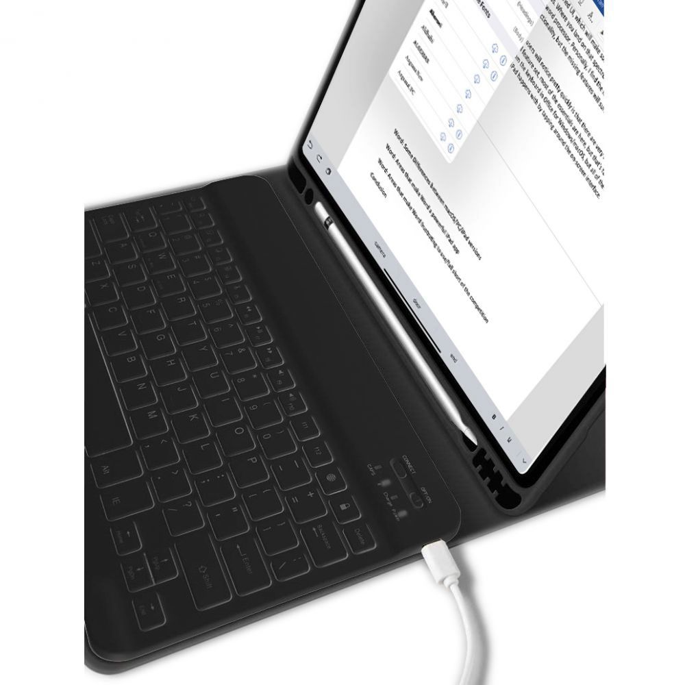 Tech-Protect SC Pen + Keyboard iPad 10.9\" 2022 atverams vāciņš maciņš grāmatiņa ar tastatūru, melns