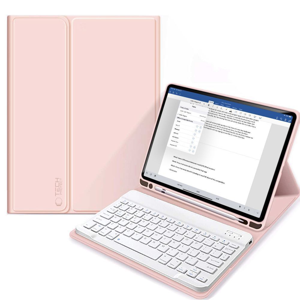 Tech-Protect iPad 10.9" 2022 atverams vāciņš maciņš grāmatiņa SC Pen ar tastatūru, rozā