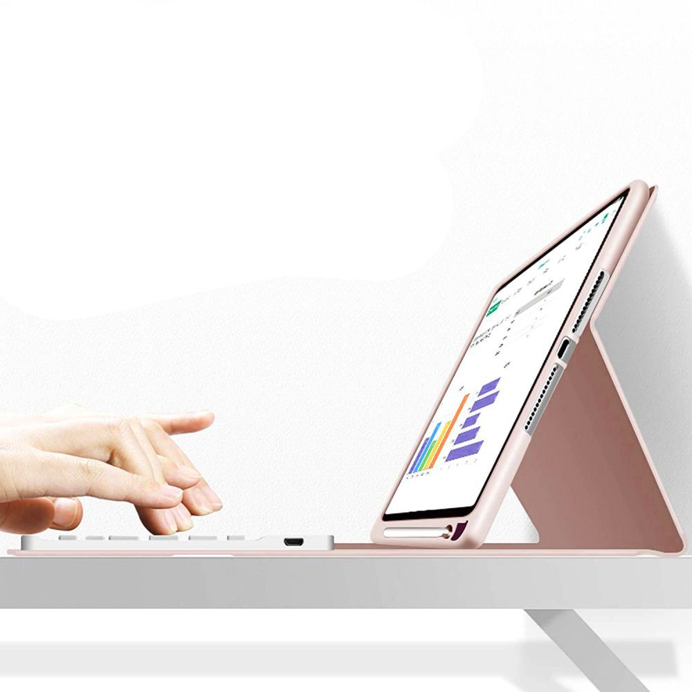 Tech-Protect iPad 10.9\" 2022 atverams vāciņš maciņš grāmatiņa SC Pen ar tastatūru, rozā