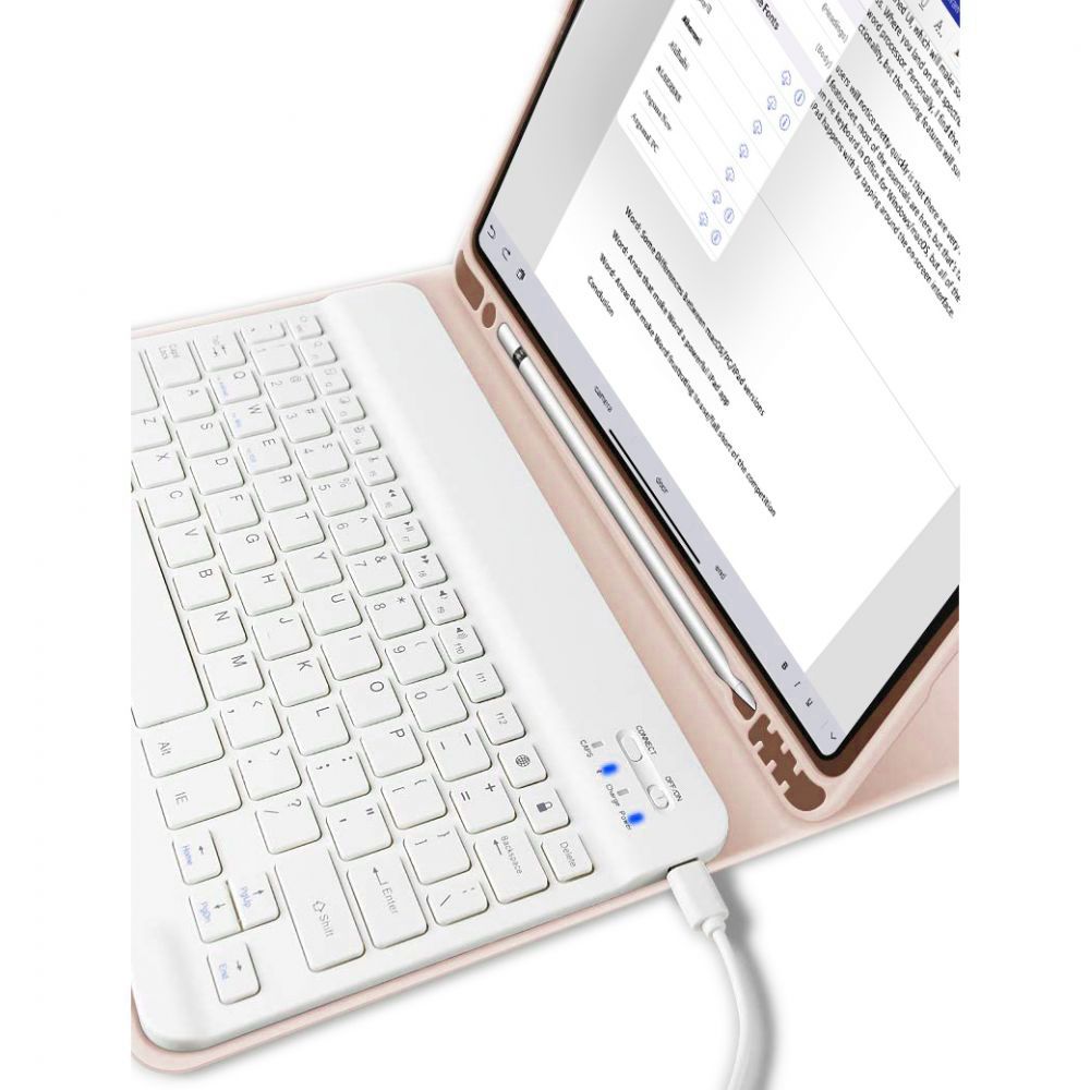 Tech-Protect iPad 10.9\" 2022 atverams vāciņš maciņš grāmatiņa SC Pen ar tastatūru, rozā