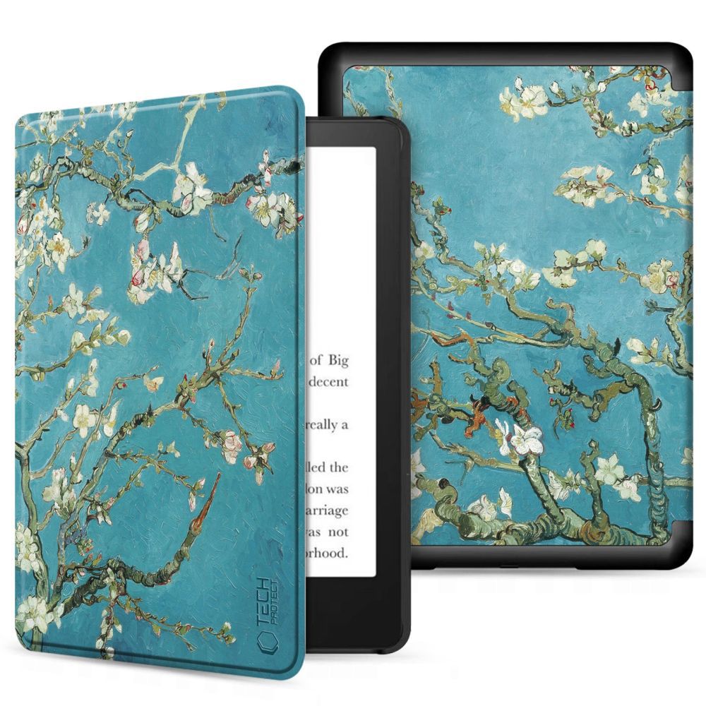 Tech-Protect SmartCase Kindle 11" 2022 maciņš, Blue with Sakura Flowers