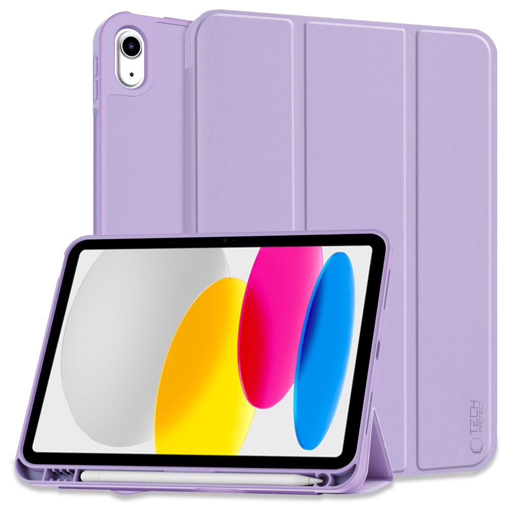 Tech-Protect iPad 10.9" 2022 atverams vāciņš maciņš grāmatiņa SC Pen, violets