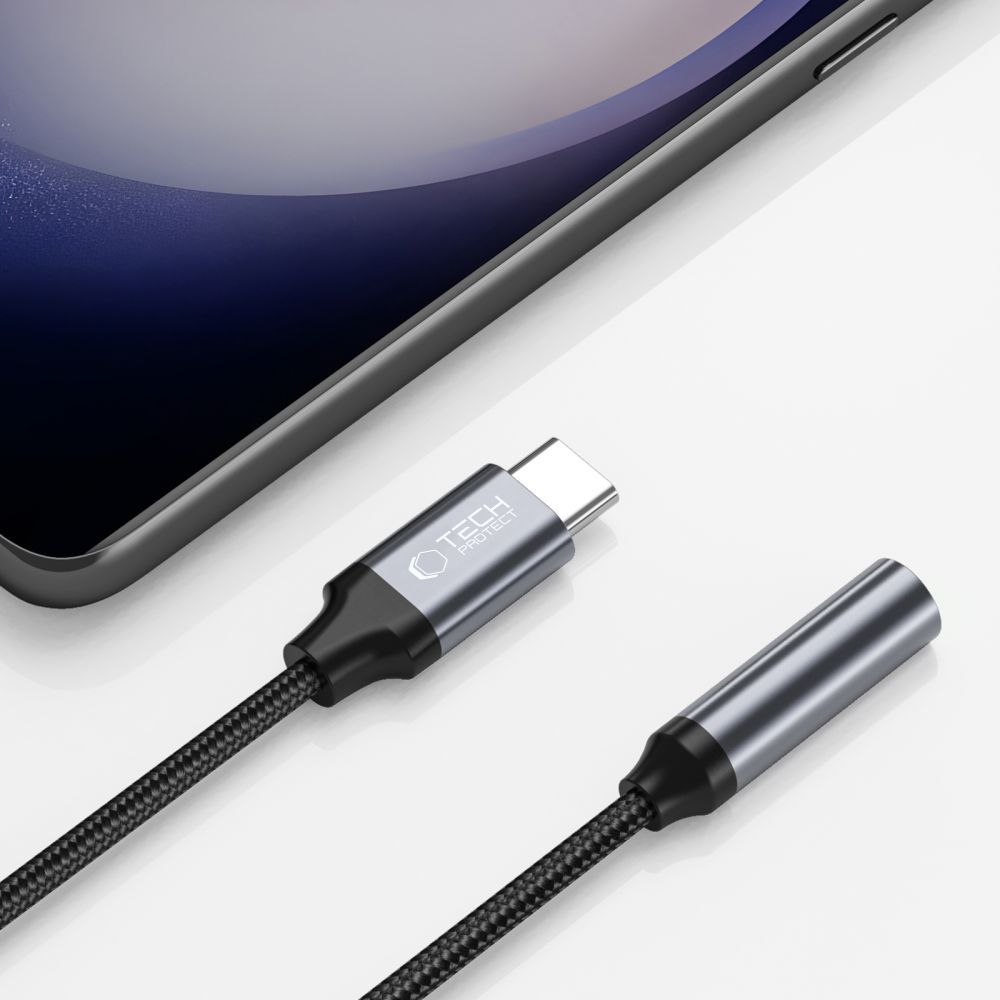 Tech-Protect UltraBoost USB-C uz 3.5mm mini jack pāreja, melna
