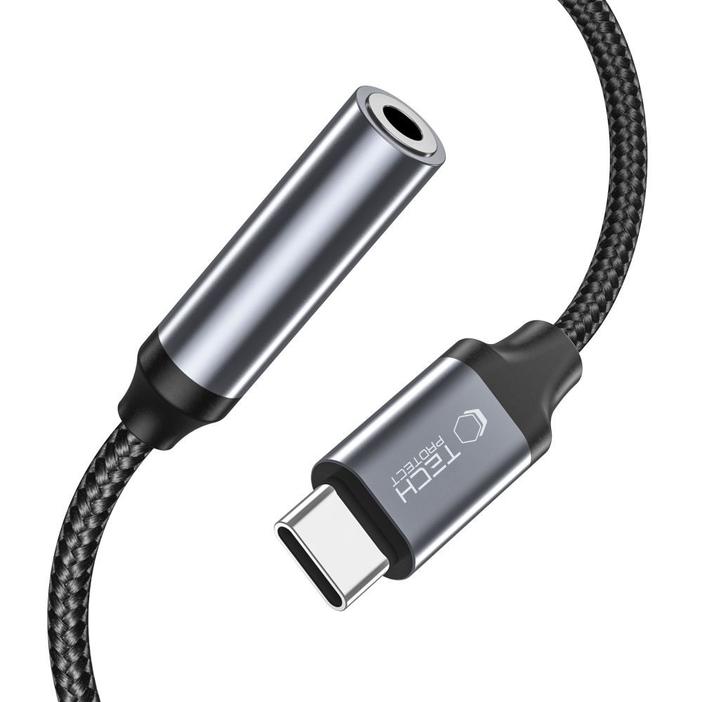 Tech-Protect UltraBoost USB-C uz 3.5mm mini jack pāreja, melna