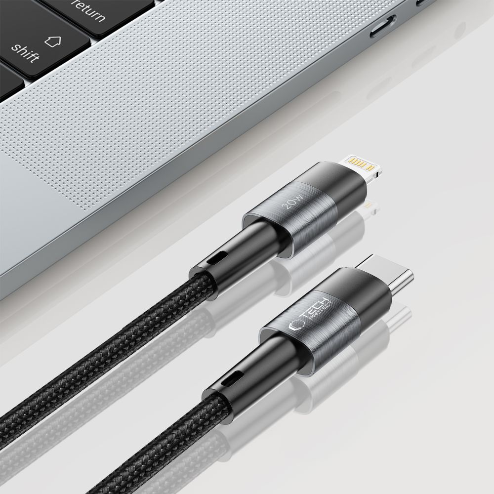 Tech-Protect UltraBoost Lightning / USB-C PD kabelis 20W 3A 1m - pelēks | cable gray