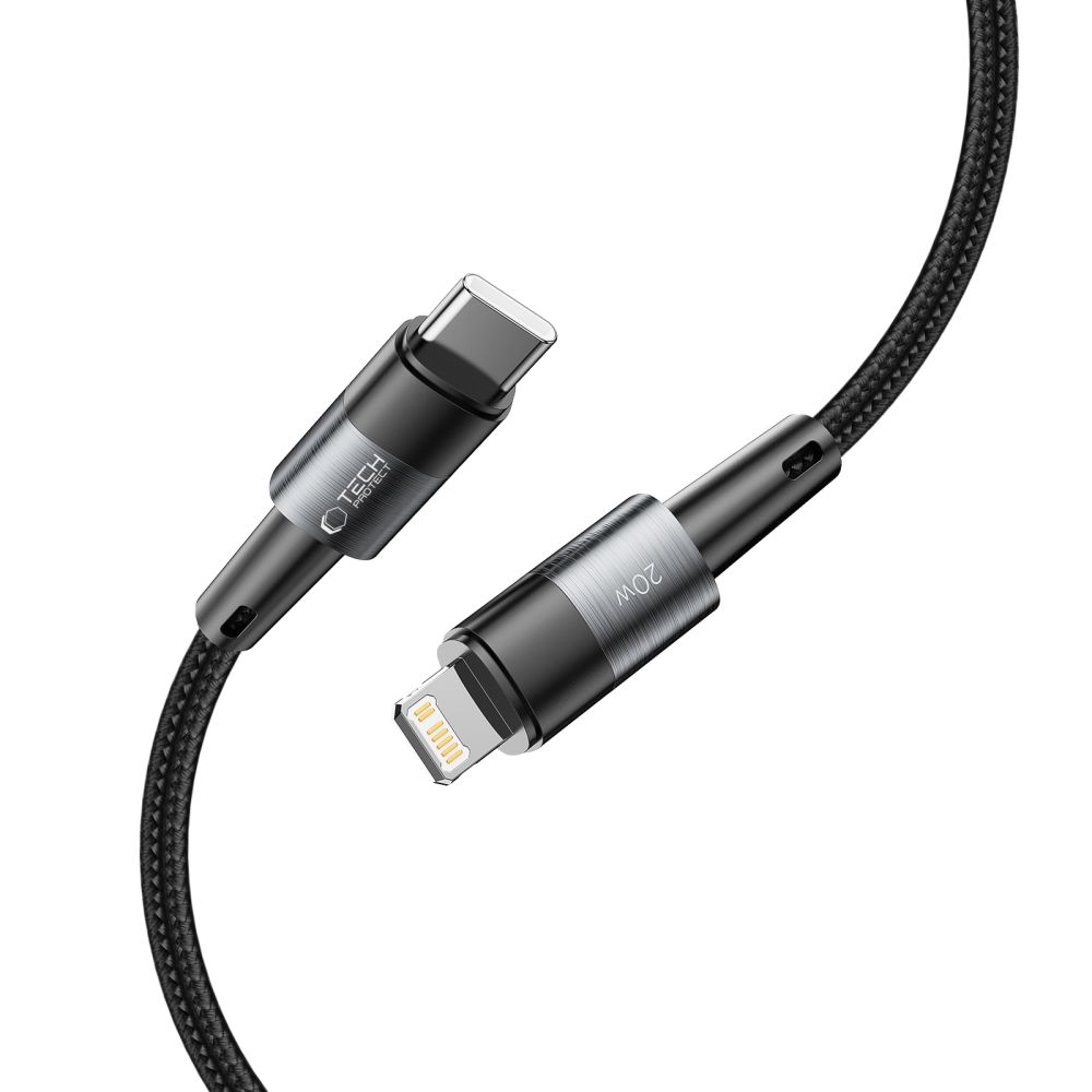 Tech-Protect UltraBoost Lightning / USB-C PD kabelis 20W 3A 1m - pelēks | cable gray