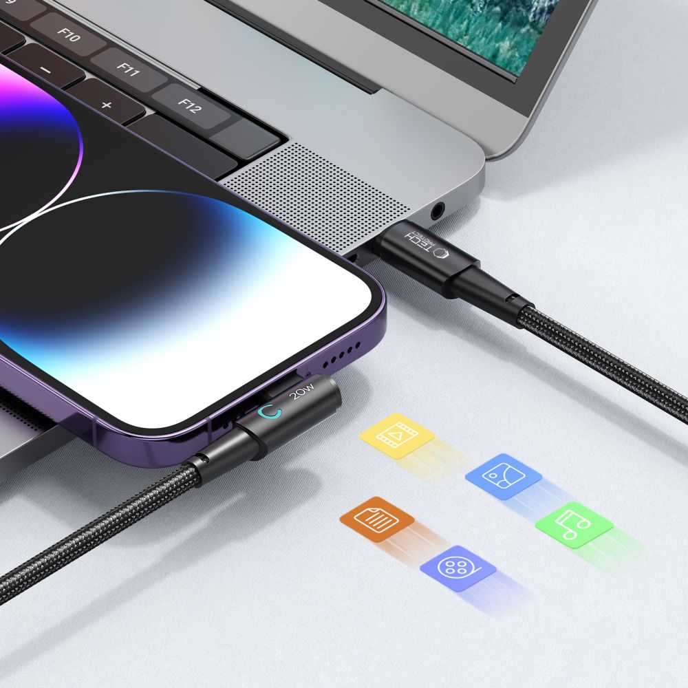 Tech-Protect UltraBoost L Lightning / USB-C kabelis PD 20W 3A 1m, pelēks