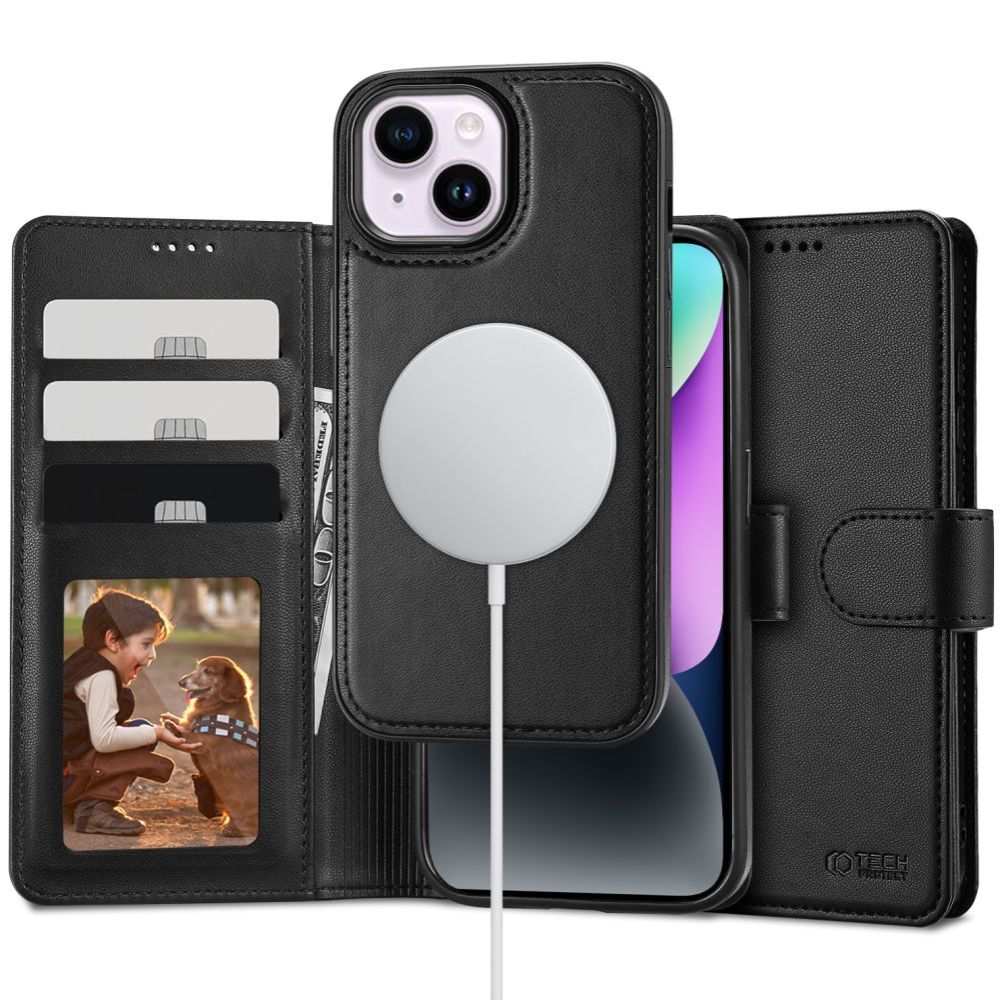 Tech-Protect Wallet MagSafe atverams vāciņš iPhone 15 Melns