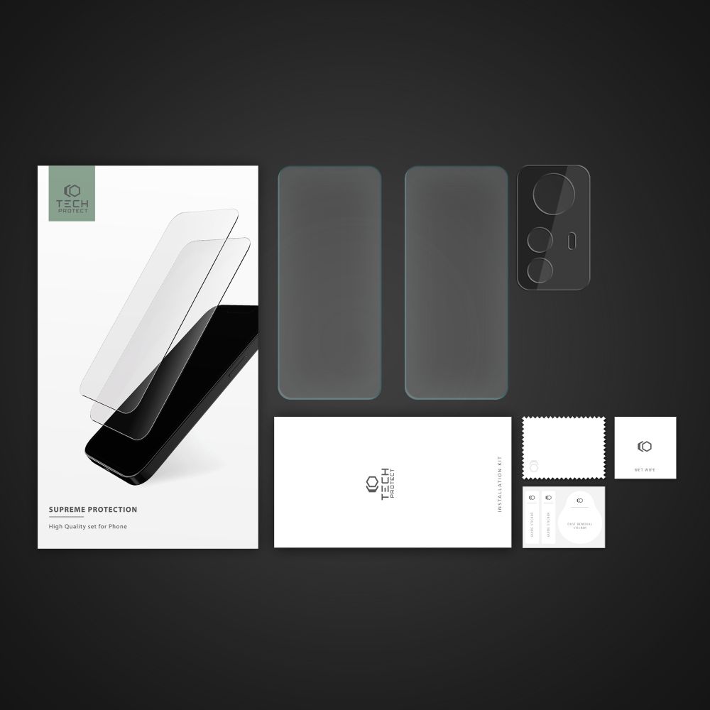 Tech-Protect Supreme Set Xiaomi Redmi Note 12S aizsargstiklu komplekts (2+1)