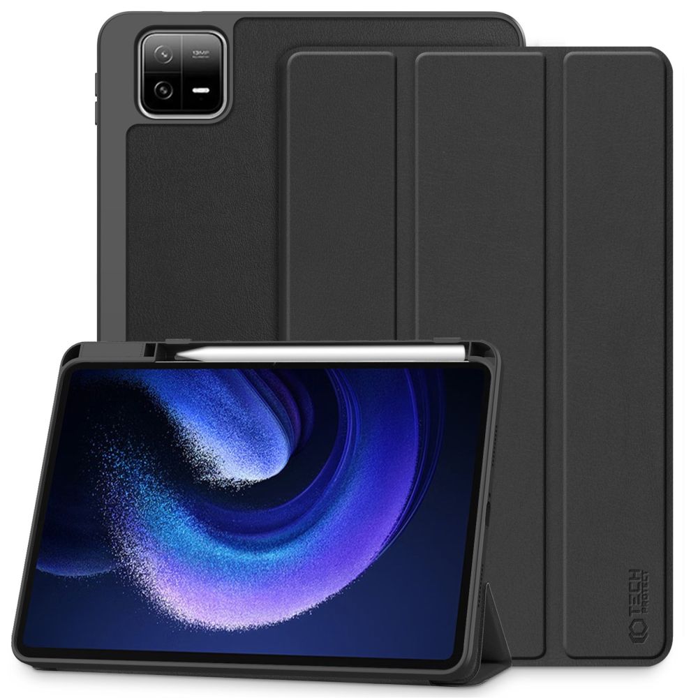 Tech-Protect Xiaomi Pad 6 / 6 Pro atverams vāciņš maciņš grāmatiņa SC Pen, melns