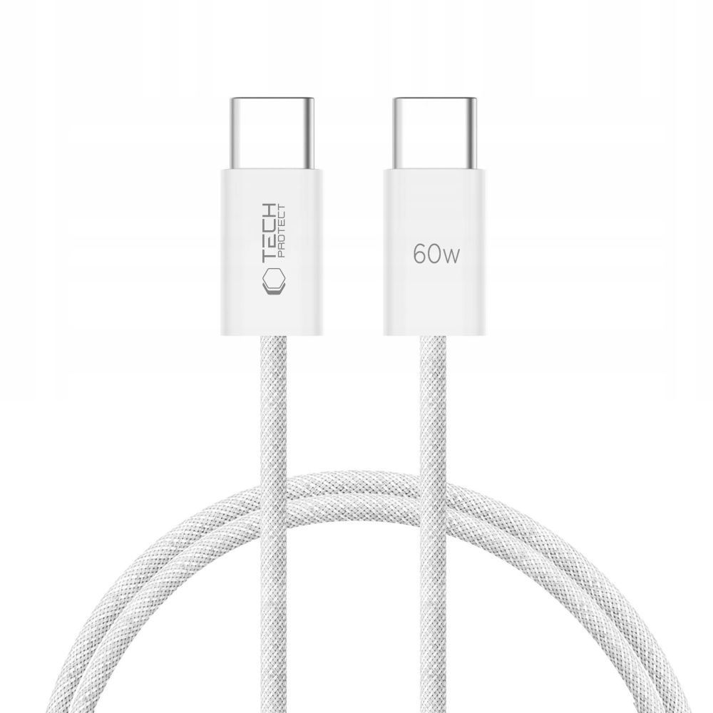 Tech-Protect UltraBoost Classic USB-C / USB-C PD kabelis 60W 1m, balts