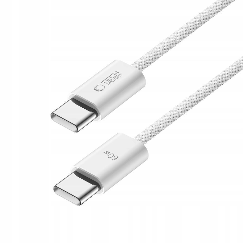 Tech-Protect UltraBoost Classic USB-C / USB-C PD kabelis 60W 1m, balts