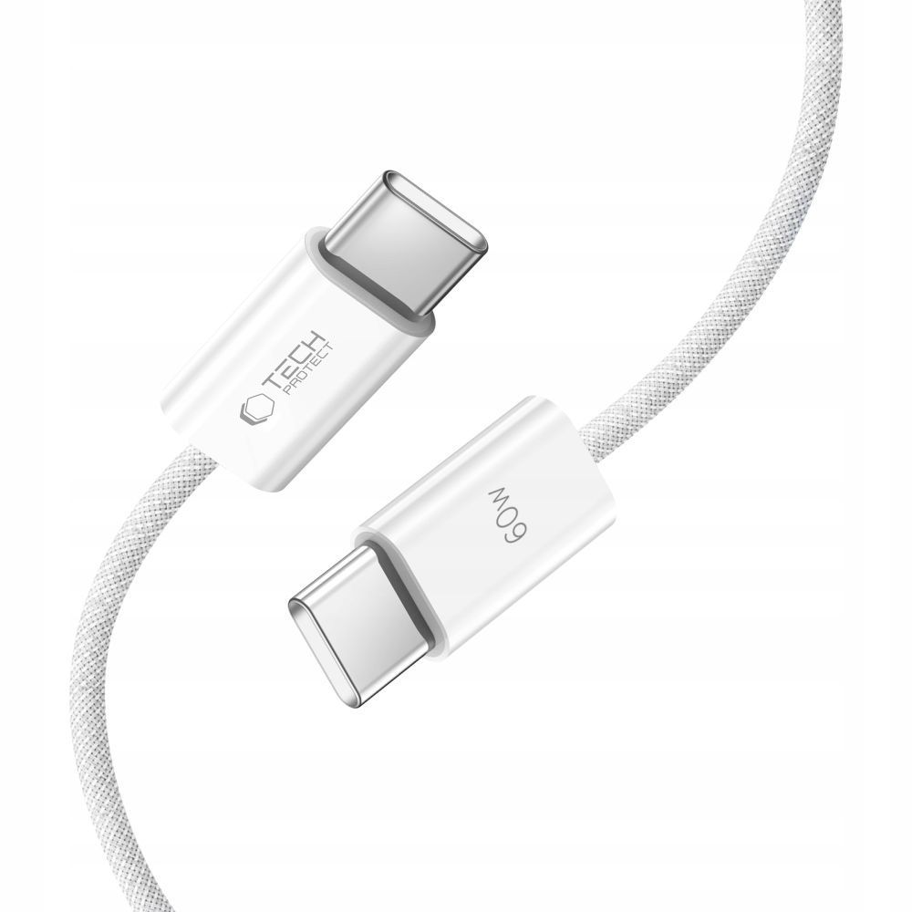 Tech-Protect UltraBoost Classic USB-C / USB-C PD kabelis 60W 1m, balts