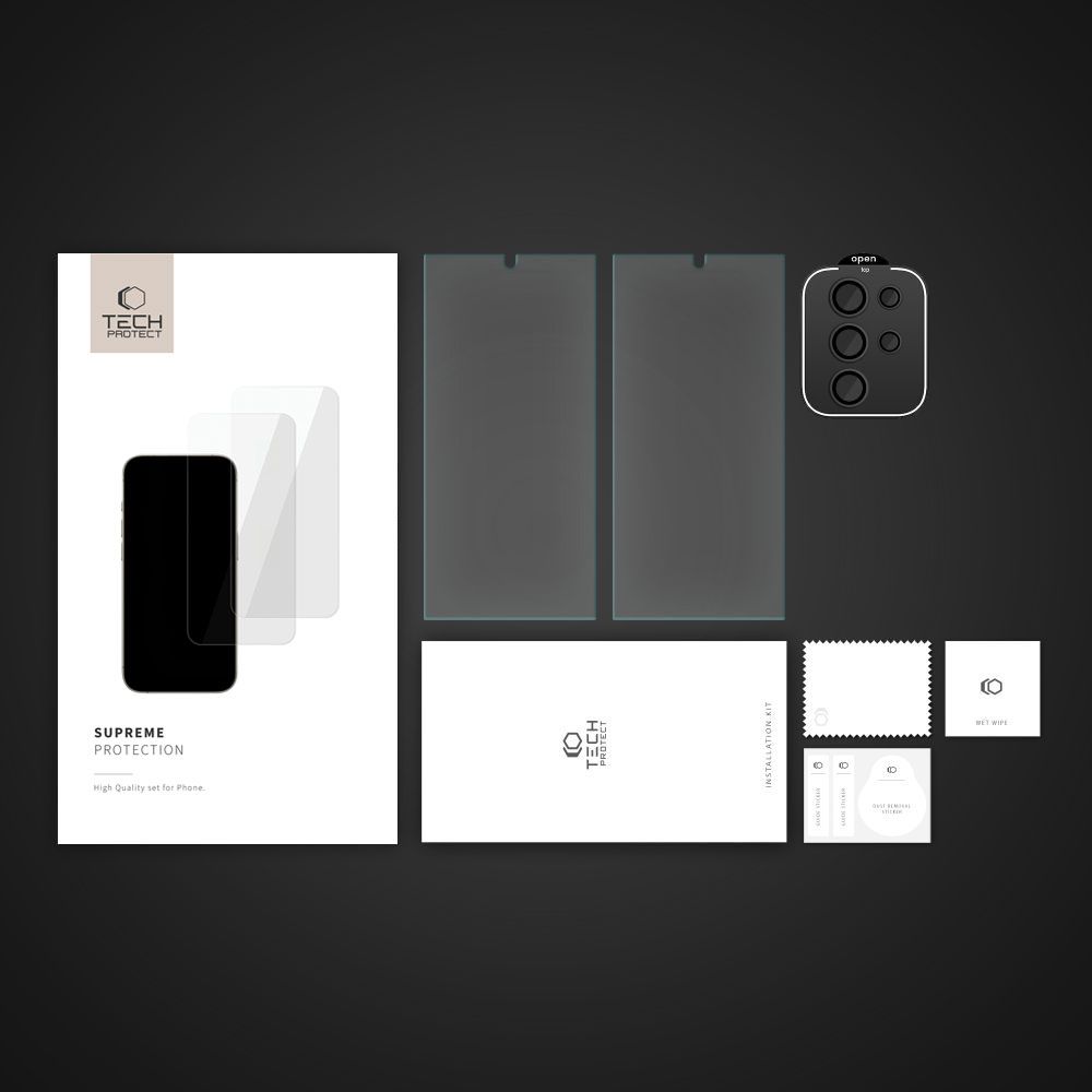 Samsung Galaxy S24 Ultra (SM-S928) Tech-Protect Supreme Tempered Glass 2x + Camera Glass | Ekrāna Aizsargstikls 2 gab....