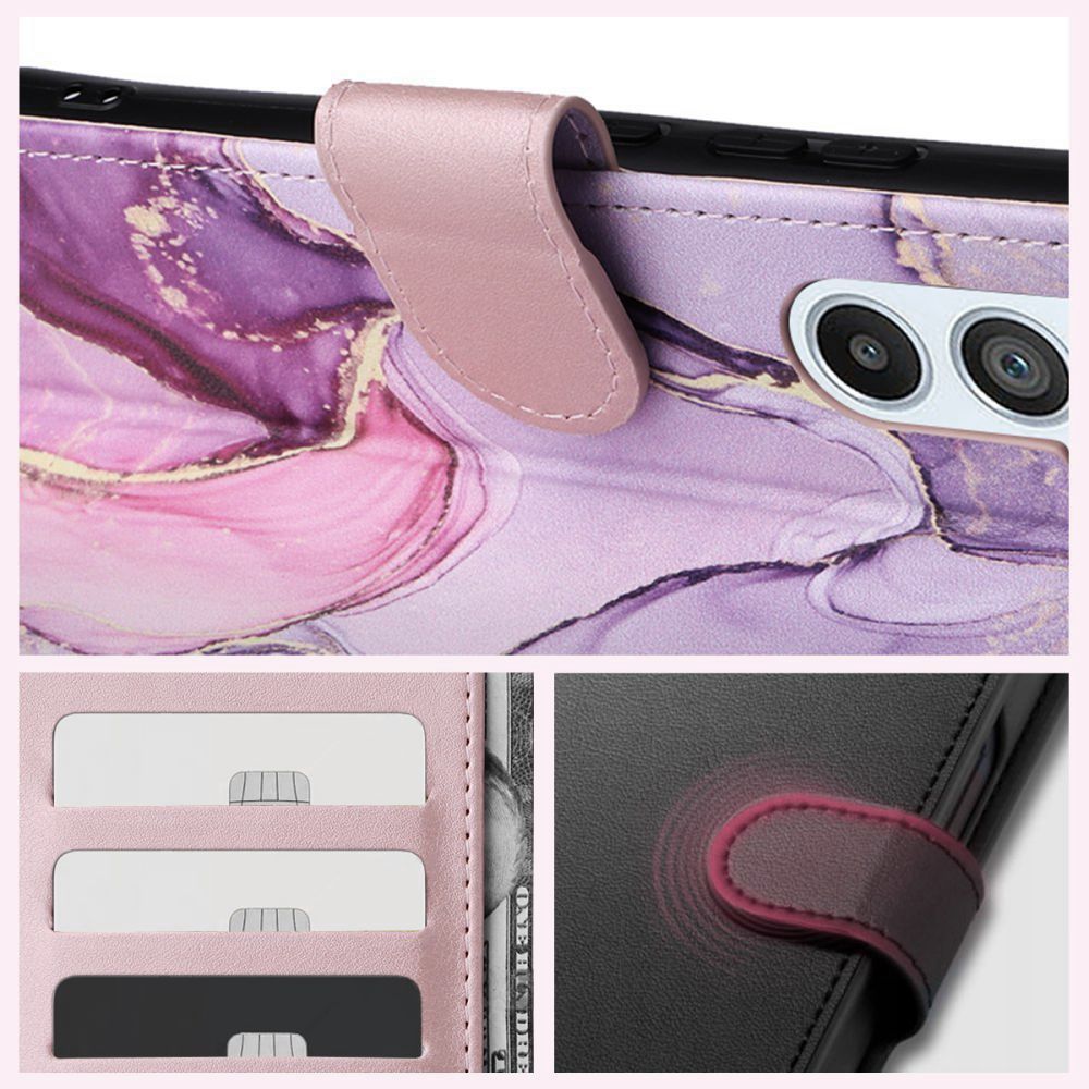 Tech-Protect Samsung Galaxy A25 5G atverams vāciņš maciņš grāmatiņa Pink Marble