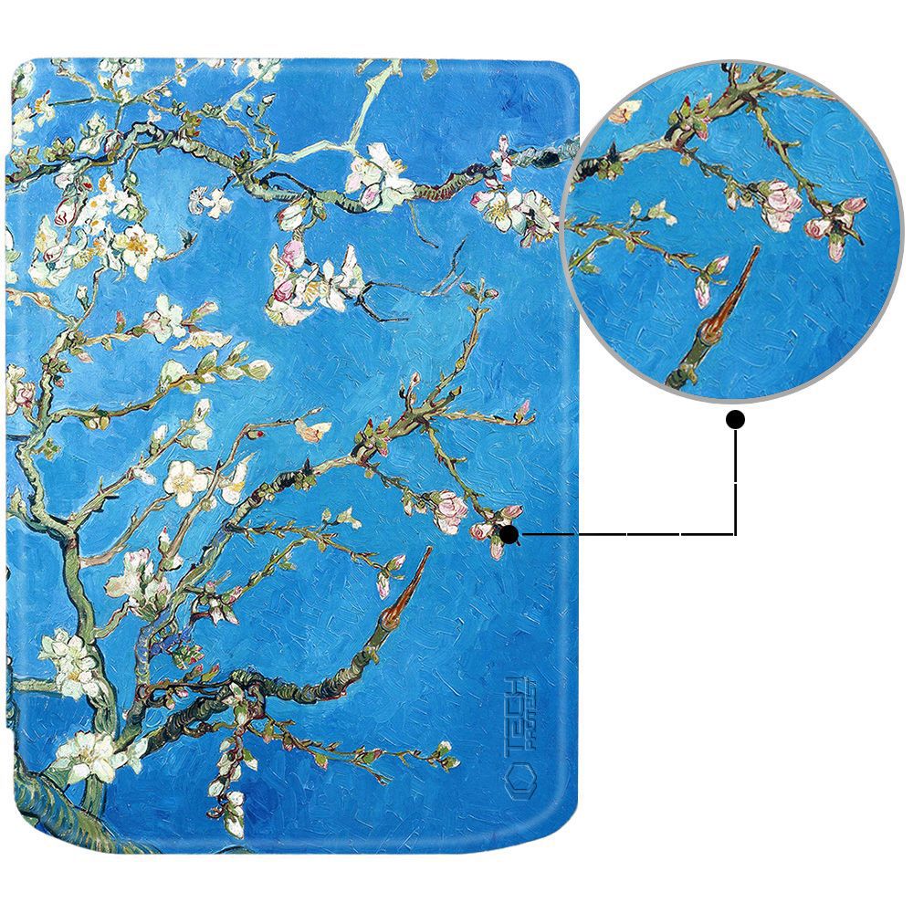 Tech-Protect SmartCase futrālis PocketBook Verse / Pro - zils ar sakuras ziediem | case for blue with sakura flowers