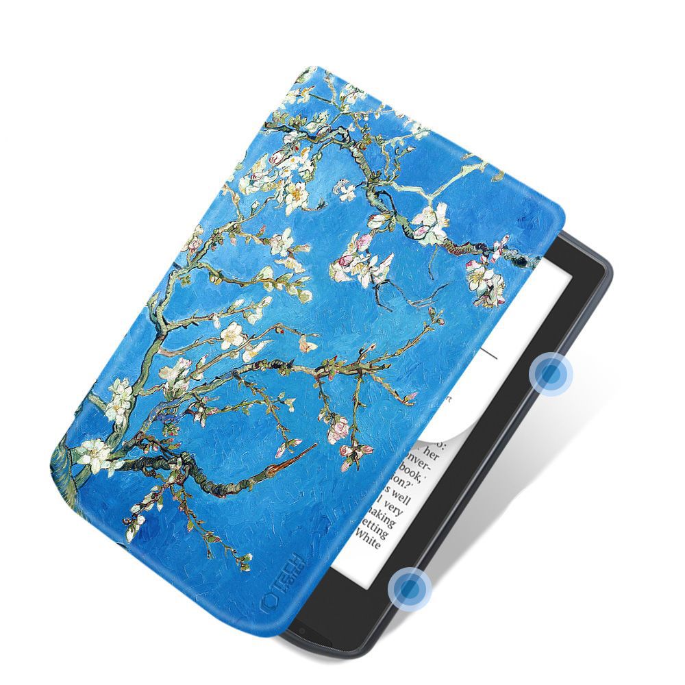 Tech-Protect SmartCase futrālis PocketBook Verse / Pro - zils ar sakuras ziediem | case for blue with sakura flowers