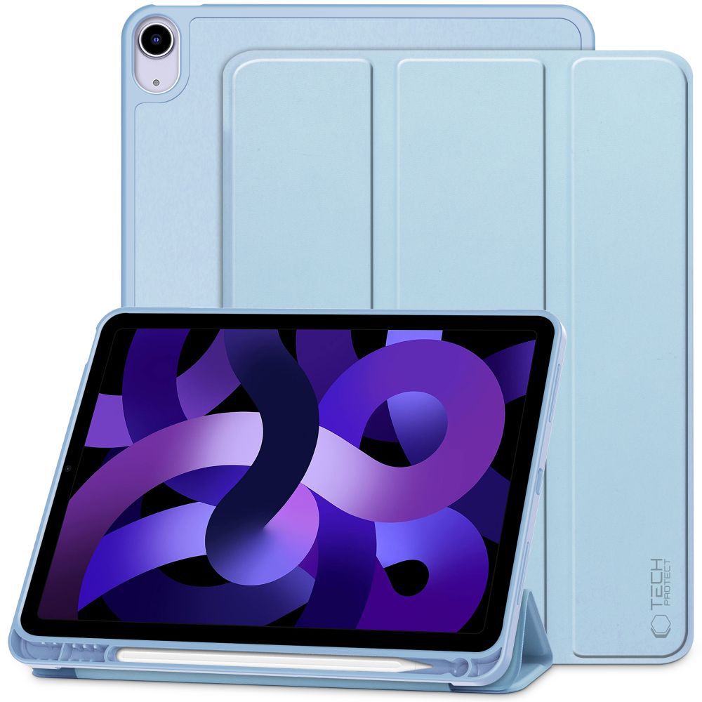 Tech-Protect iPad Air 10.9 (2020/2022) / 11 (2024) atverams vāciņš maciņš grāmatiņa SmartCase Pen, zils
