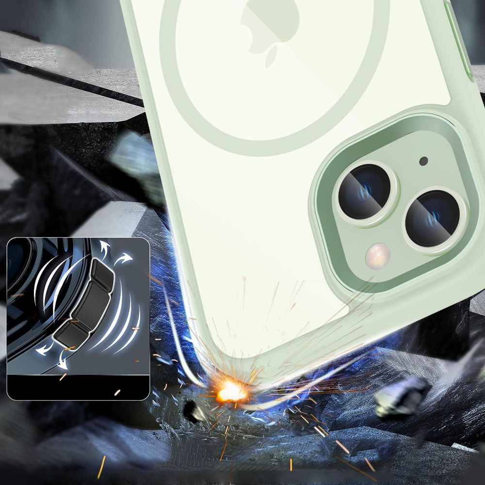 Tech-Protect MagMat MagSafe vāciņš Apple iPhone 15, Caurspīdīgi zaļš