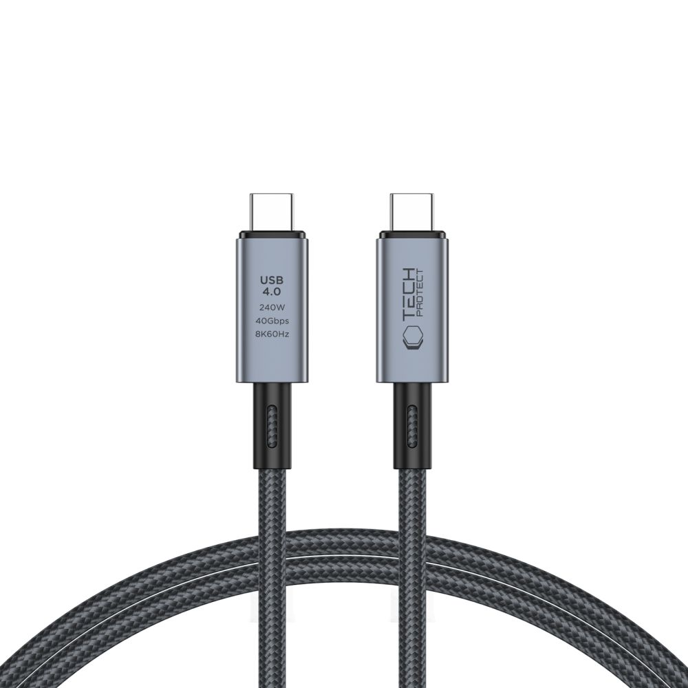 Tech-Protect UltraBoost Max USB-C 4.0 kabelis 240W 8K 40Gbps 1m, pelēks