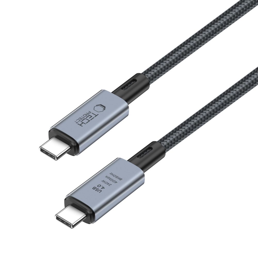 Tech-Protect UltraBoost Max USB-C 4.0 kabelis 240W 8K 40Gbps 1m, pelēks