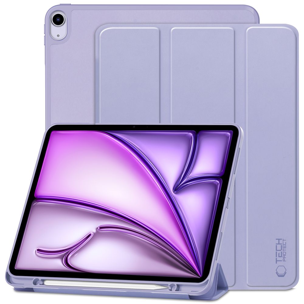 Tech-Protect iPad Air 13" (2024-2026) atverams vāciņš maciņš grāmatiņa SC Pen, violets