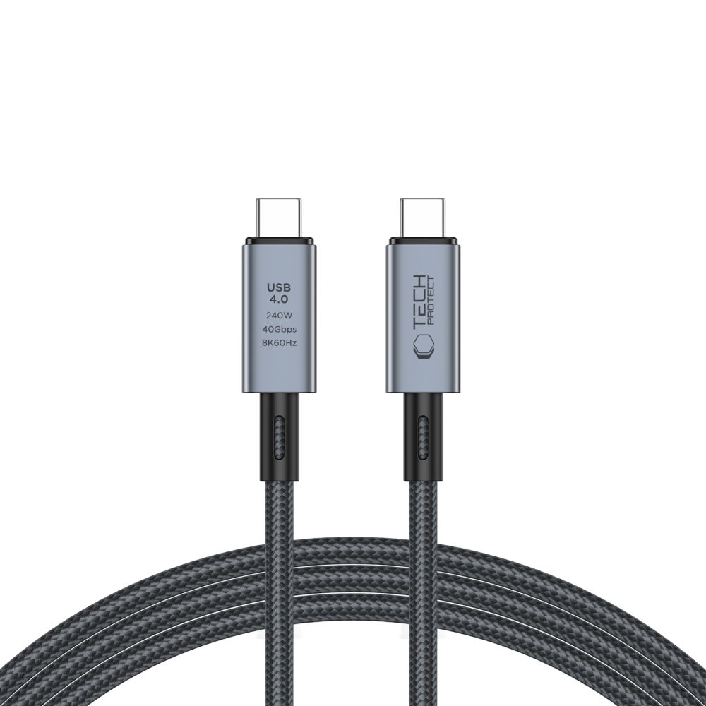 Tech-Protect UltraBoost Max USB-C 4.0 kabelis 240W 2m - pelēks