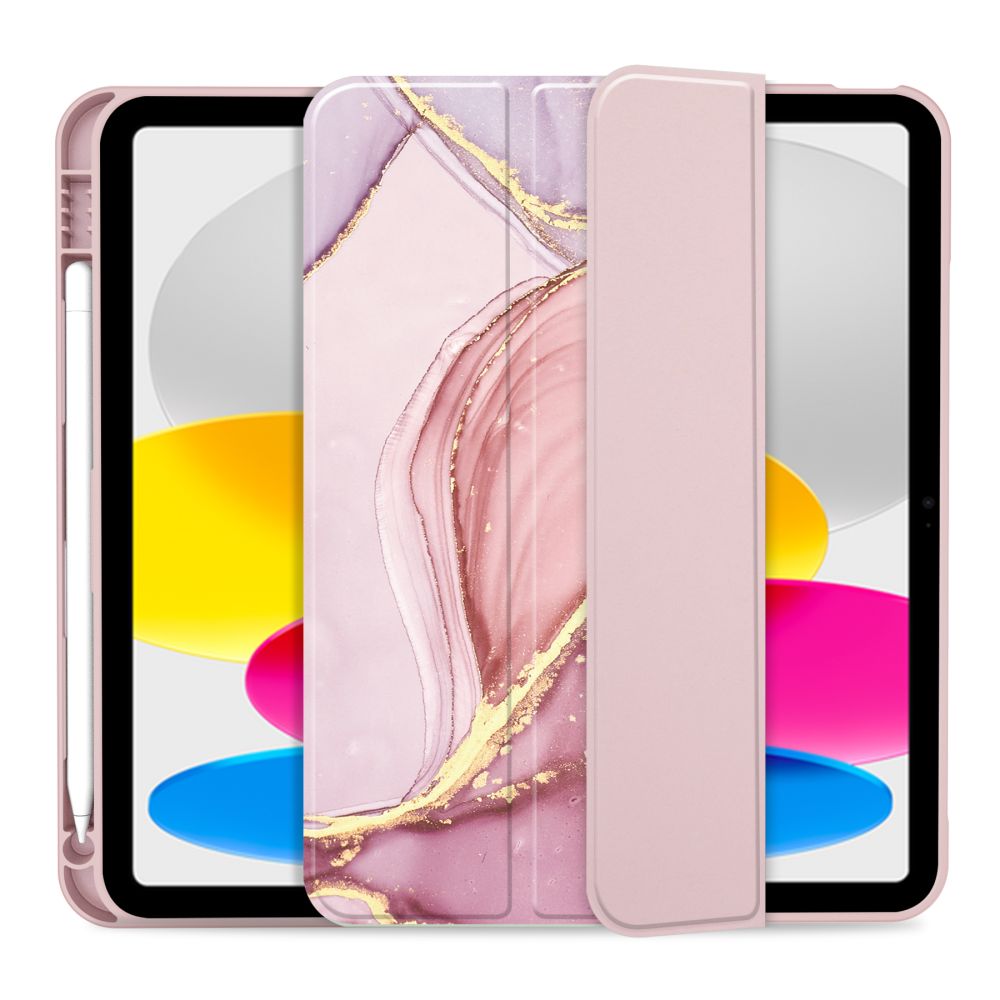 Tech-Protect iPad 10.9\" 2022 atverams vāciņš maciņš grāmatiņa SC Pen, Pink Marble