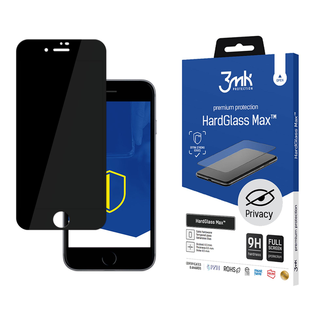 3mk HardGlass Max Privacy iPhone 7 aizsargstikls, melns