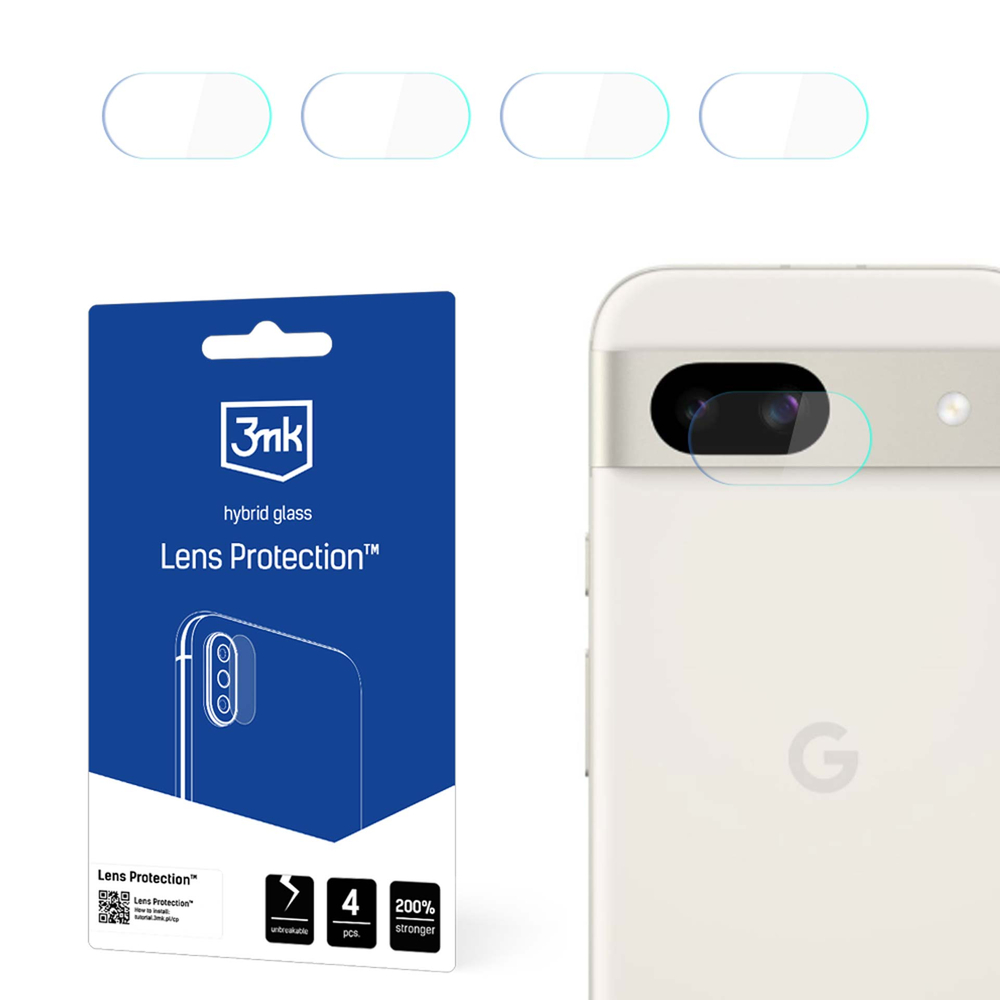 Google Pixel 8A 5G Aizmugurējās Kameras Aizsargstikls, 4 gab. | 3MK Lens Protection Back Camera Tempered Glass...