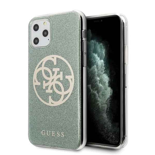Guess iPhone 11 Pro vāciņš 4G Circle Glitter, haki