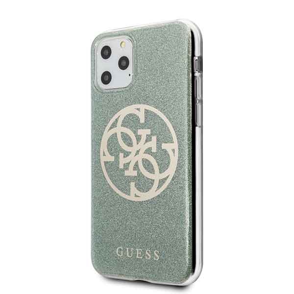 Guess iPhone 11 Pro vāciņš 4G Circle Glitter, haki
