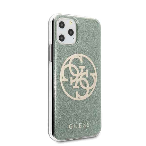 Guess iPhone 11 Pro vāciņš 4G Circle Glitter, haki