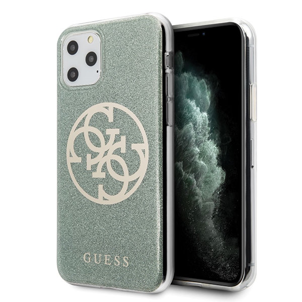 Guess 4G Circle Glitter vāciņš iPhone 11 Pro Max, haki