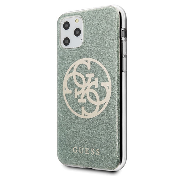 Guess 4G Circle Glitter vāciņš iPhone 11 Pro Max, haki