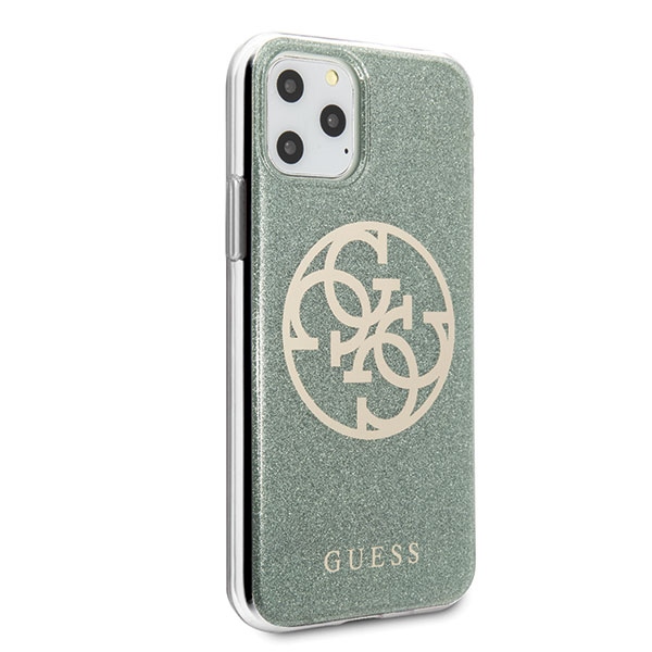 Guess 4G Circle Glitter vāciņš iPhone 11 Pro Max, haki