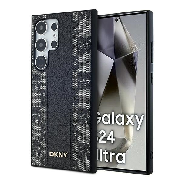 DKNY Samsung Galaxy S24 Ultra vāciņš Leather Checkered Mono MagSafe, melns