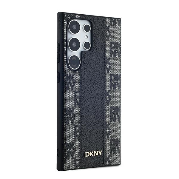 DKNY Samsung Galaxy S24 Ultra vāciņš Leather Checkered Mono MagSafe, melns