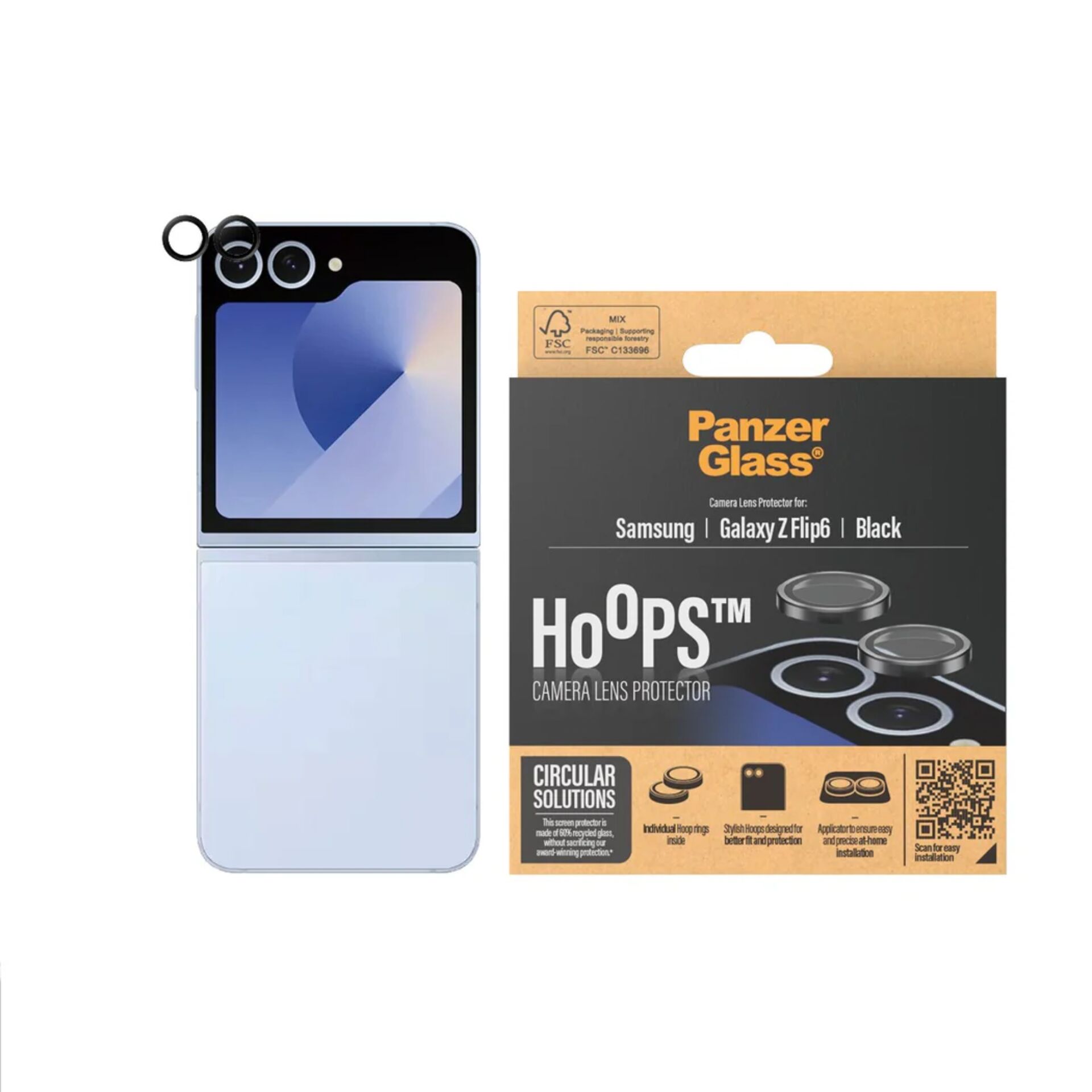 Kameras aizsargstikls PanzerGlass Hoops Samsung Galaxy Z Flip6, melns