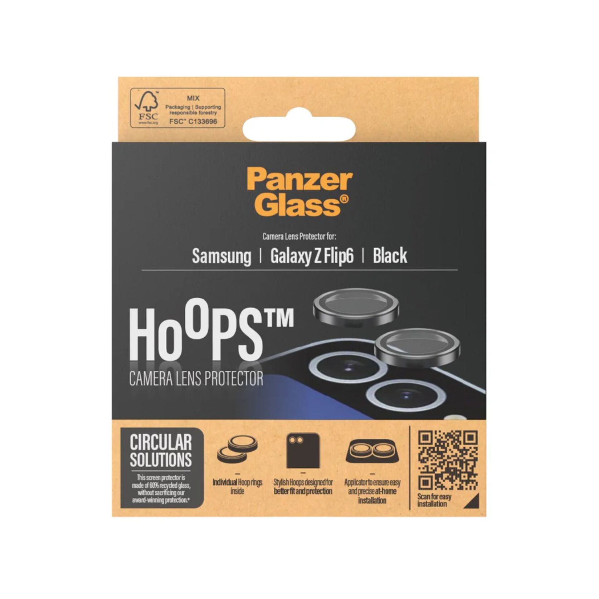Kameras aizsargstikls PanzerGlass Hoops Samsung Galaxy Z Flip6, melns