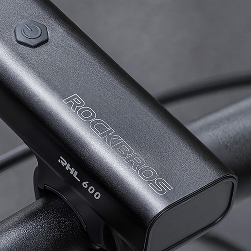 Rockbros RHL600 velosipēda priekšējais lukturis 600lm 2600mAh IPX6 melns