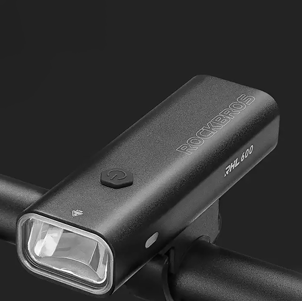 Rockbros RHL600 velosipēda priekšējais lukturis 600lm 2600mAh IPX6 melns