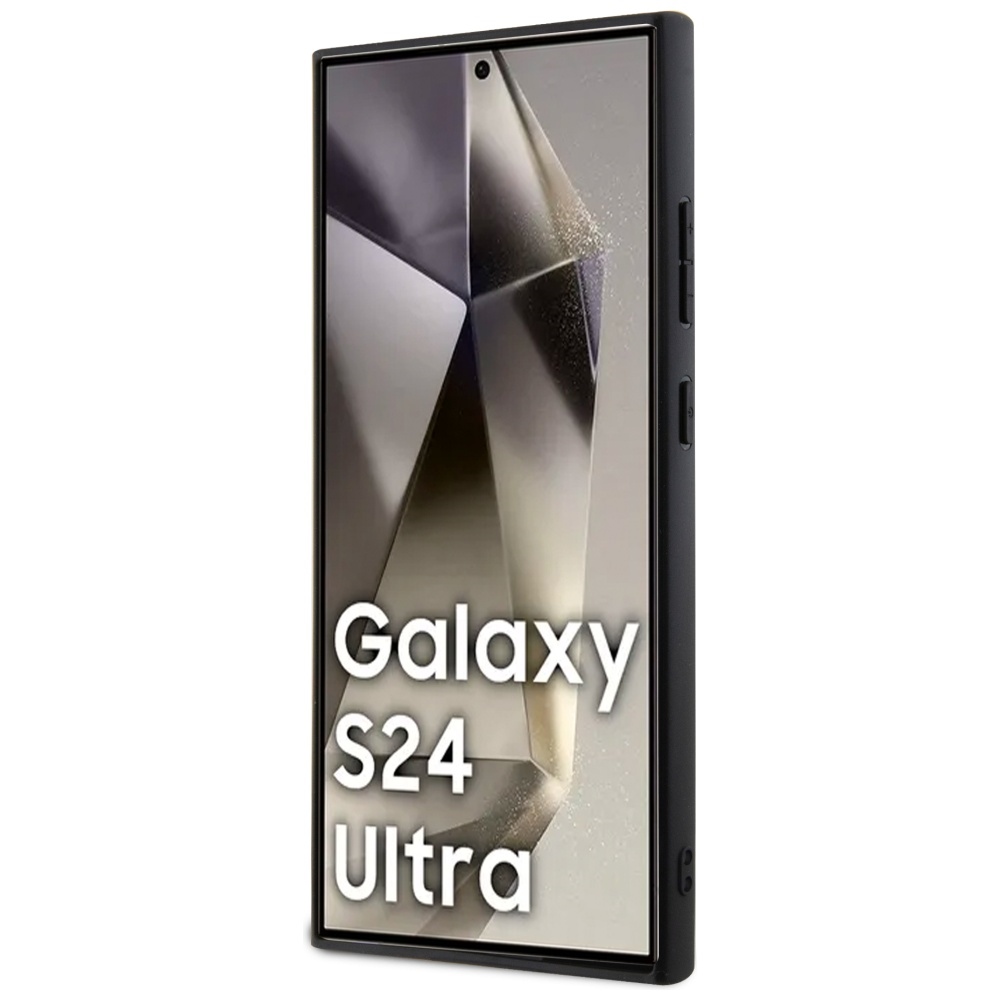 Guess Samsung Galaxy S24 Ultra vāciņš Grip Stand 4G Triangle Strass, brūns